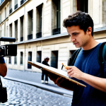 영화 제작사의 커리어 패스 - Film Set Assistant**

"A young film production assistant, fully clothed in jeans and a crew t-shirt,...