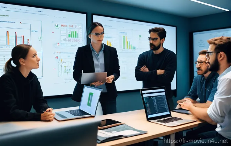 촬영 현장의 팀 빌딩 노하우 - **Prompt: Morning Brew & Shared Visions**
    A diverse and professional film crew, comprising men a...